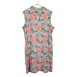 Lulu-B Neon printed stretch dress size 1X  pink UPF 50